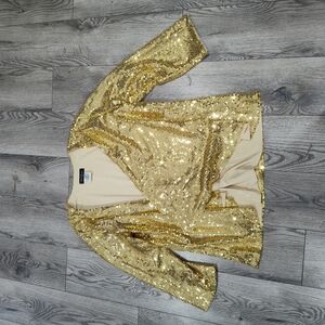 Slinky Brand Gold Sequin Varsity Jacket